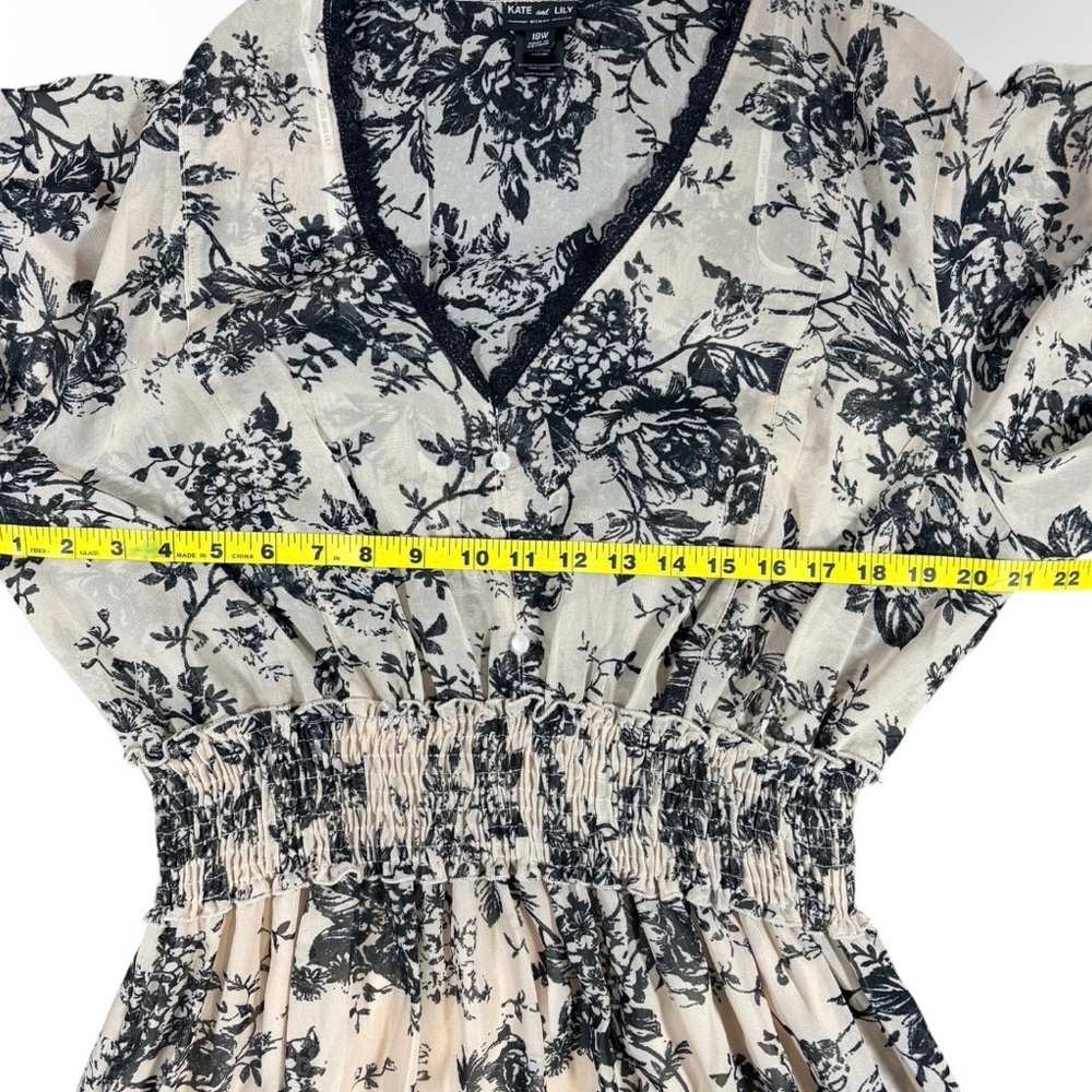 Kate and Lily Floral Maxi Dress Lace Trim Bohemian Tiered Plus Size 18W Romantic - Picture 7 of 12